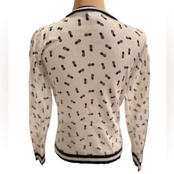 J Crew Factory pineapple print lightweight crew neck Teddie sweater Size Small - Picture 2 of 10